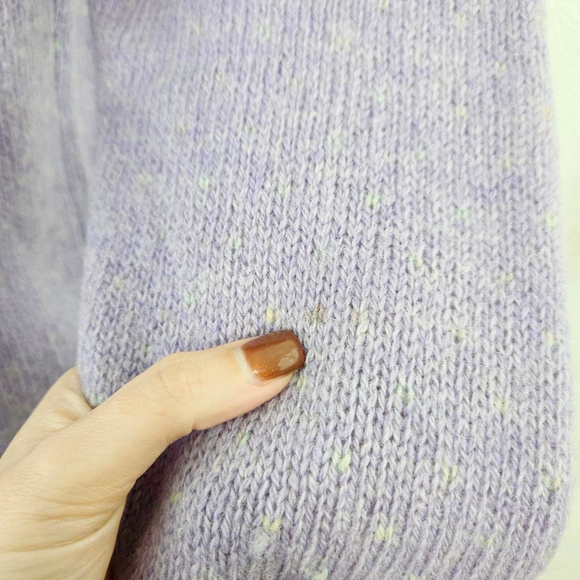 Vintage pastel purple pink kitty cat sweater puff sleeves fairy kei kawaii FLAW - Picture 6 of 9